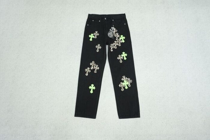 Jeans Chrome Hearts Green & Leopard Cross - Image 2
