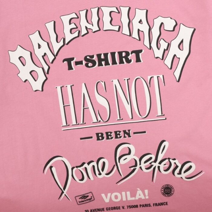 T-shirt Balenciaga Graphic Slogan Distressed Pink BL009 - Image 4