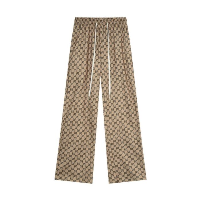 Pants Gucci Monogram Wide-Leg Beige GC053 - Image 2