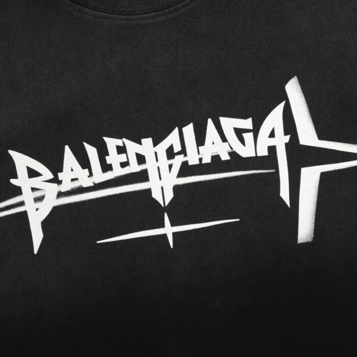 T-shirt Balenciaga Logo Graphic Black BL055 - Image 4