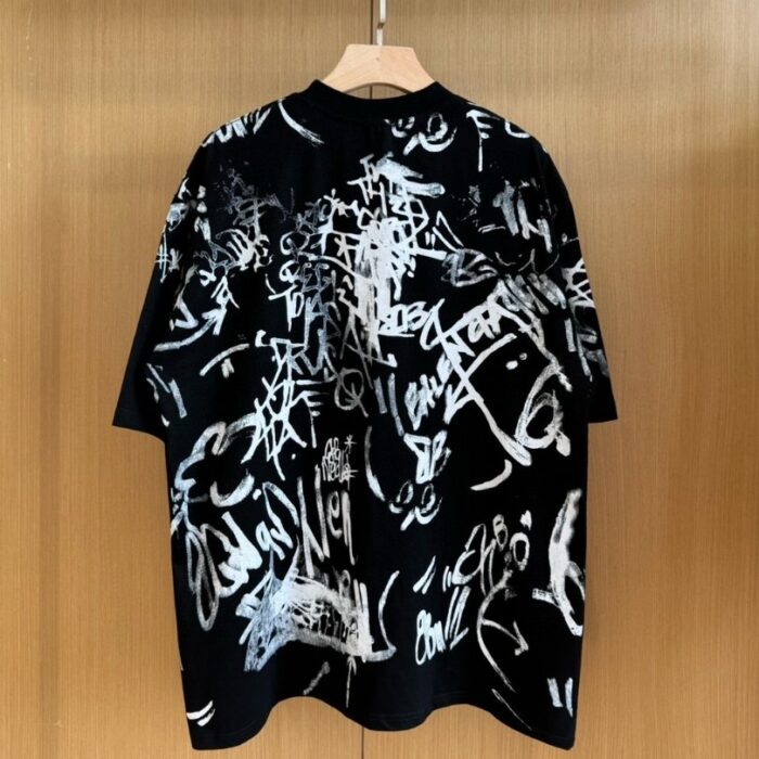 T-shirt Balenciaga Graffiti Black Oversized BL014 - Image 8