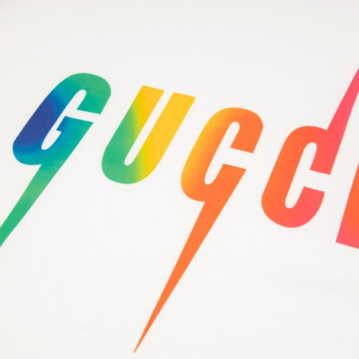 T-shirt Gucci Rainbow Logo White GC036 - Image 4