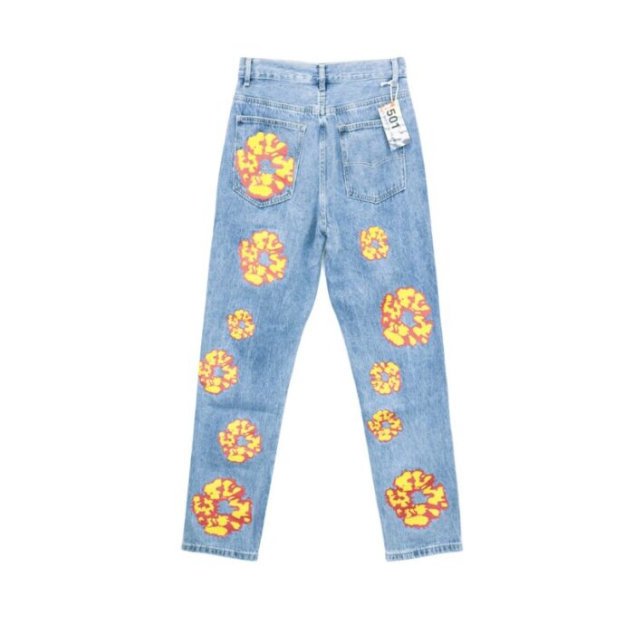Denim Tears x Levi's x Offset Floral Print Jeans Light Blue - Image 2