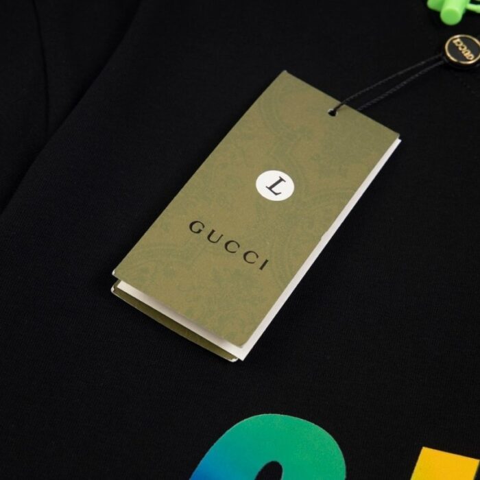 T-shirt Gucci Rainbow Logo Black GC035 - Image 6