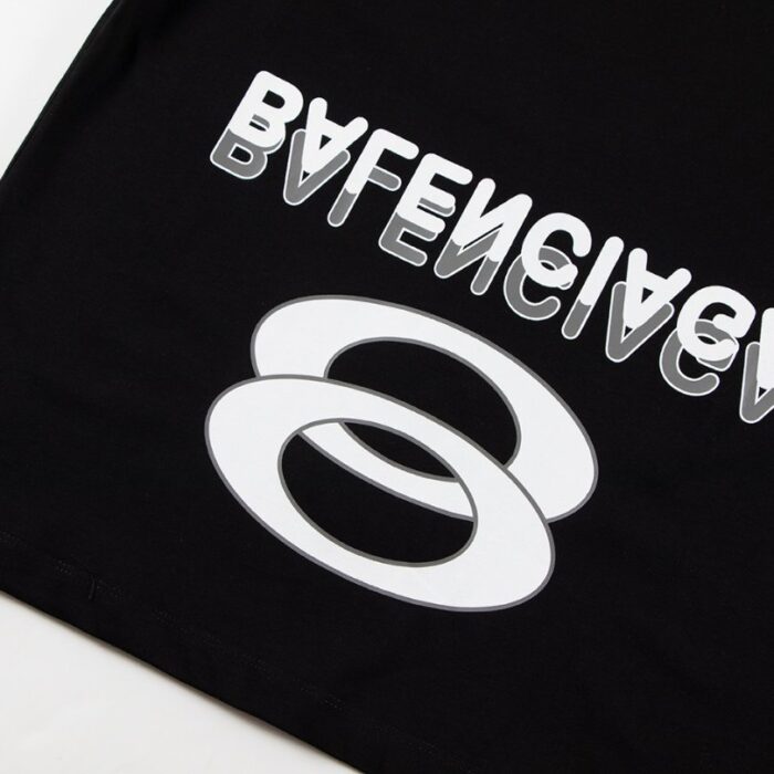 T-shirt Balenciaga Paris Double Rings Logo Black BL051 - Image 5