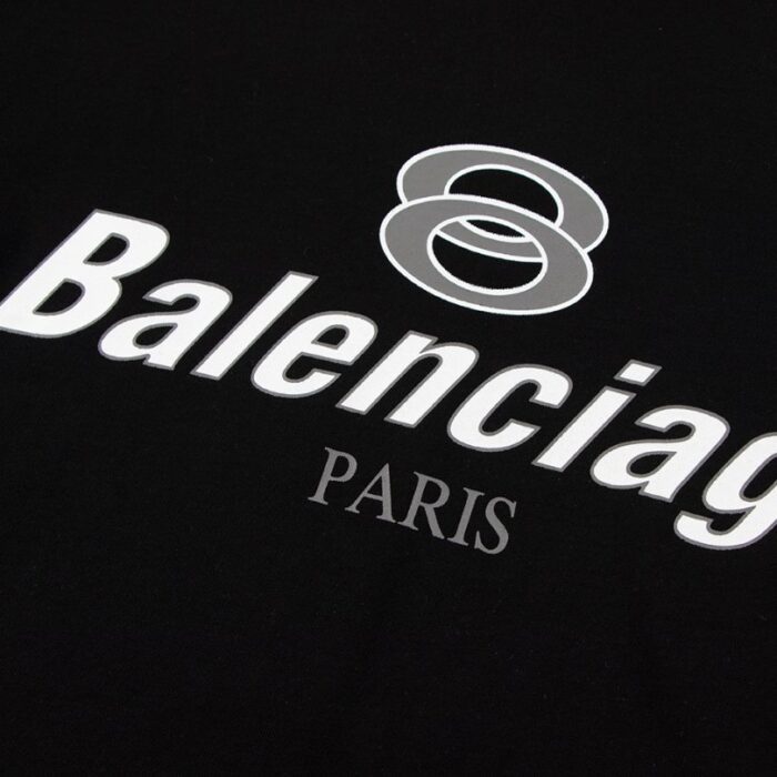 T-shirt Balenciaga Paris Double Rings Logo Black BL051 - Image 4