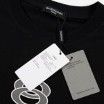 T-shirt Balenciaga Paris Double Rings Logo Black BL051 - Image 6
