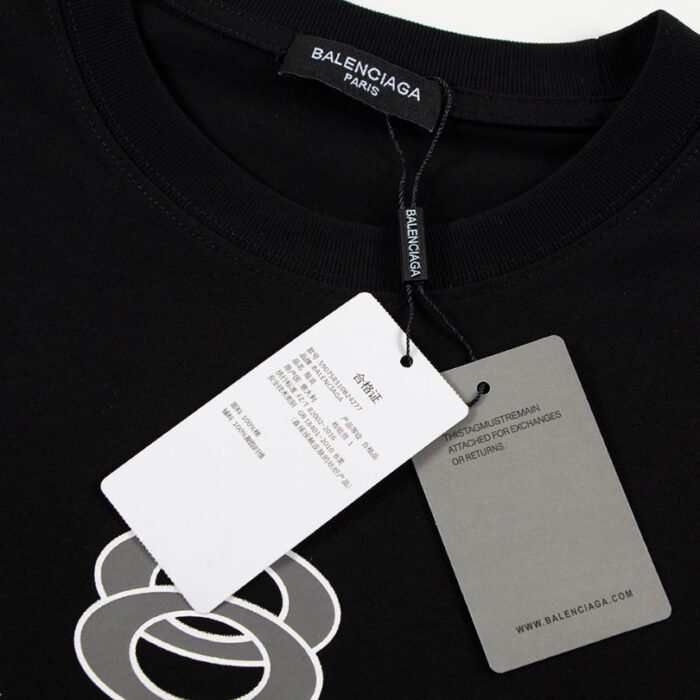 T-shirt Balenciaga Paris Double Rings Logo Black BL051 - Image 6