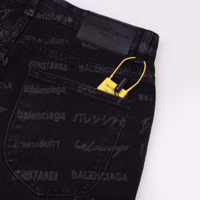 Jeans Balenciaga Signature Print Black BL028 - Image 5