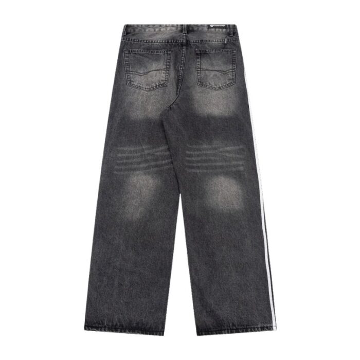 Jeans Balenciaga Striped Black Washed Denim BL032 - Image 2