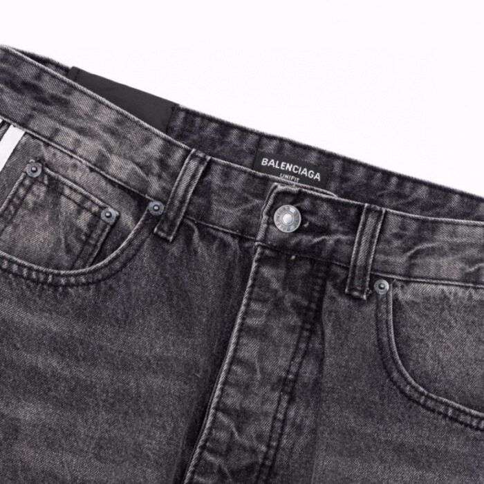 Jeans Balenciaga Striped Black Washed Denim BL032 - Image 4