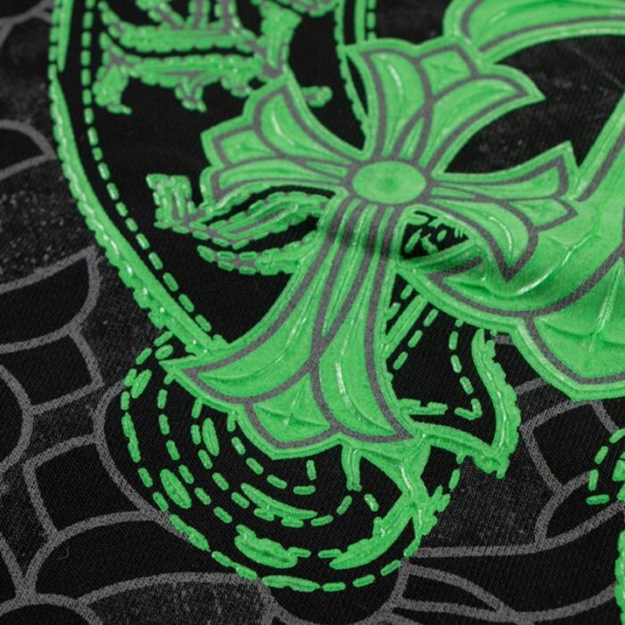 Sweatshirt Chrome Hearts Neon Green Crosses Black CH009 - Image 6