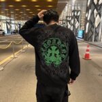 Sweatshirt Chrome Hearts Neon Green Crosses Black CH009 - Image 11