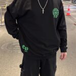 Sweatshirt Chrome Hearts Neon Green Crosses Black CH009 - Image 10