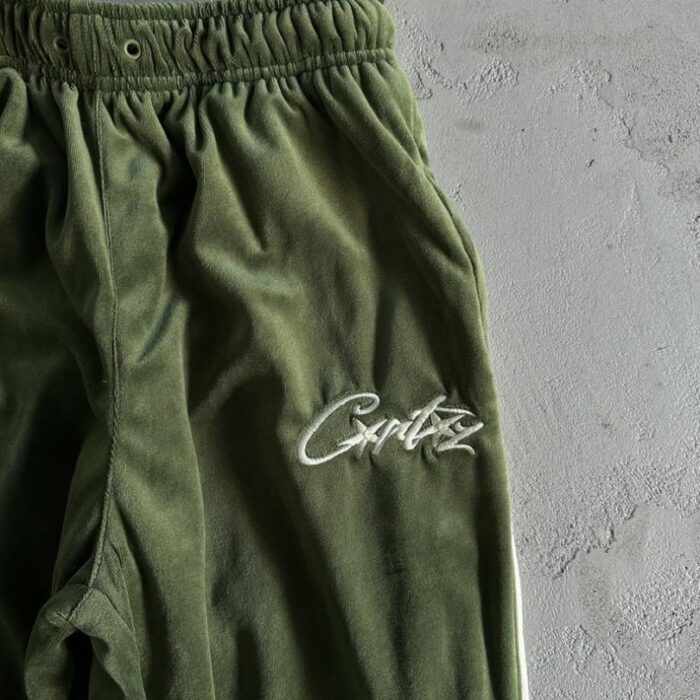 Tracksuit Corteiz Velour Green with White Logo CZ008 - Image 7