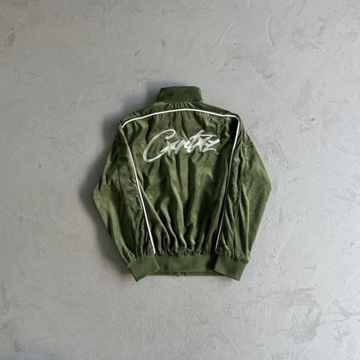 Tracksuit Corteiz Velour Green with White Logo CZ008 - Image 5