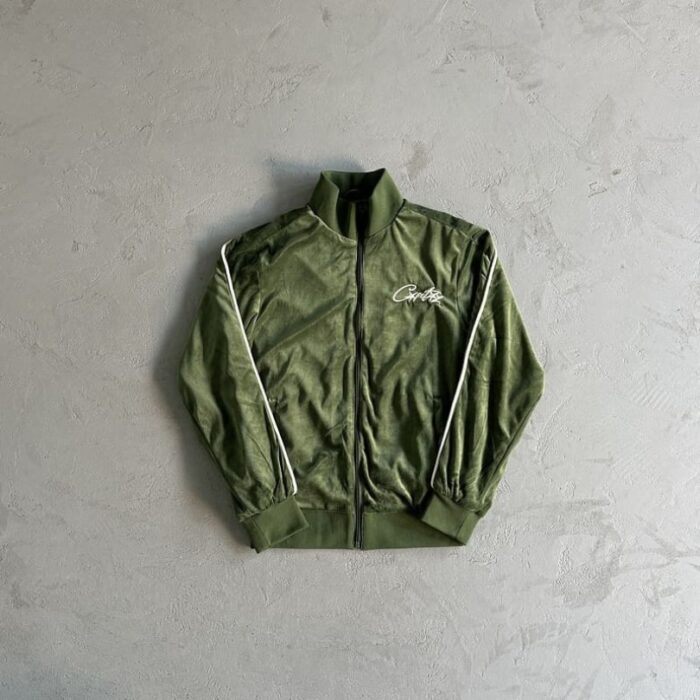 Tracksuit Corteiz Velour Green with White Logo CZ008 - Image 4