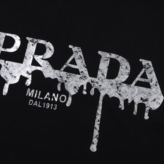 T-shirt Prada Milano Black Drip Logo PD035 - Image 4