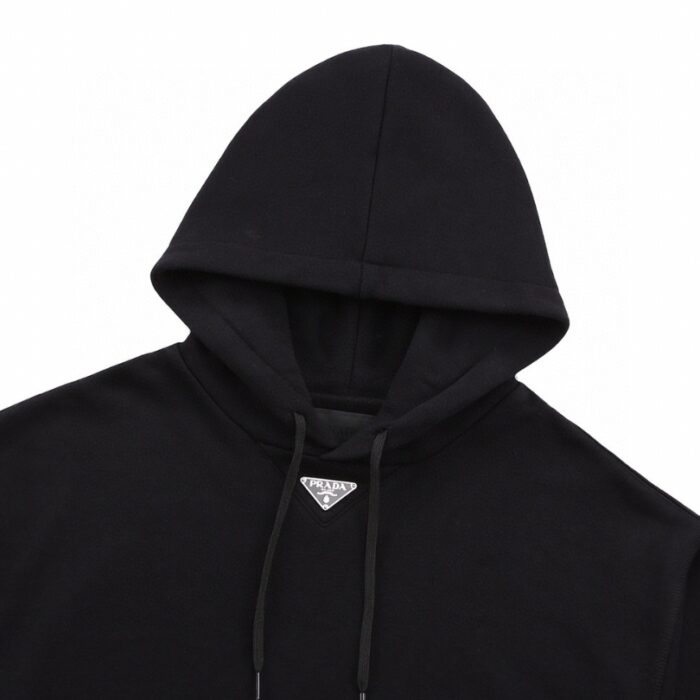 Hoodie Prada Milano Logo Black PD009 - Image 5