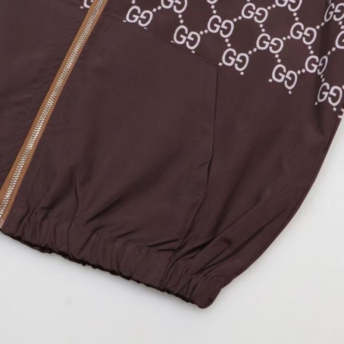 Jacket Gucci Monogram Hooded Brown GC098 - Image 5