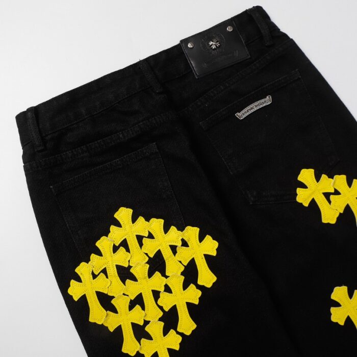 Jeans Chrome Hearts Yellow Crosses CH055 - Image 6