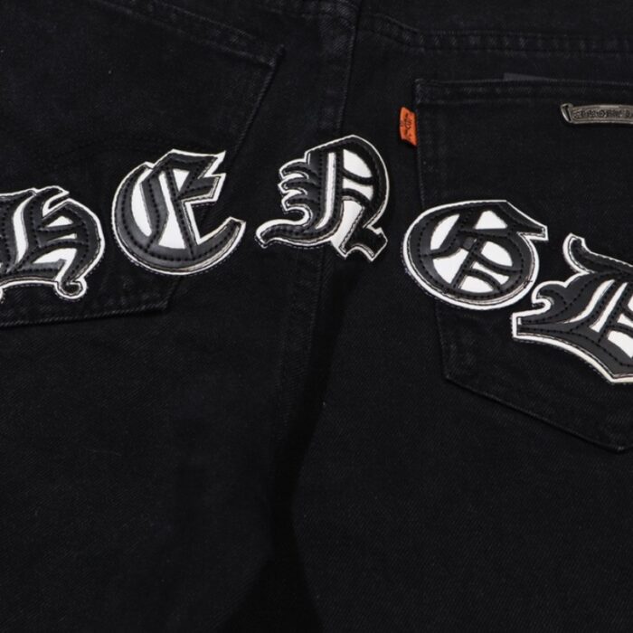 Jeans Chrome Hearts Black White Cross Patch CH025 - Image 5