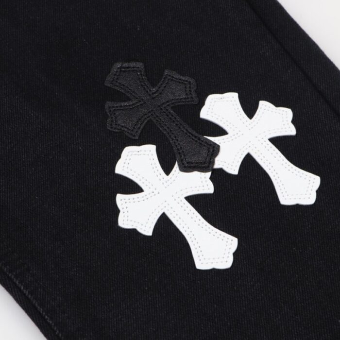 Jeans Chrome Hearts Black White Cross Patch CH025 - Image 7