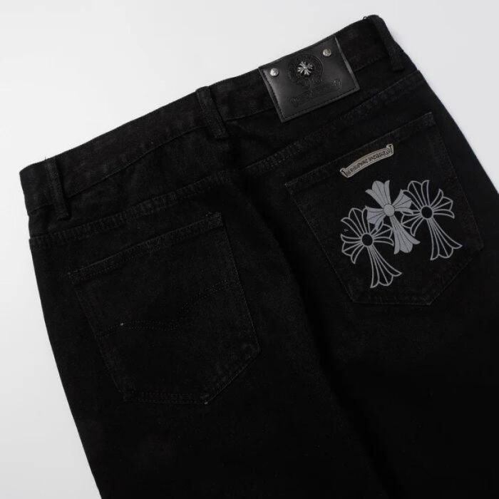 Jeans Chrome Hearts Black Cross Embroidery CH066 - Image 4