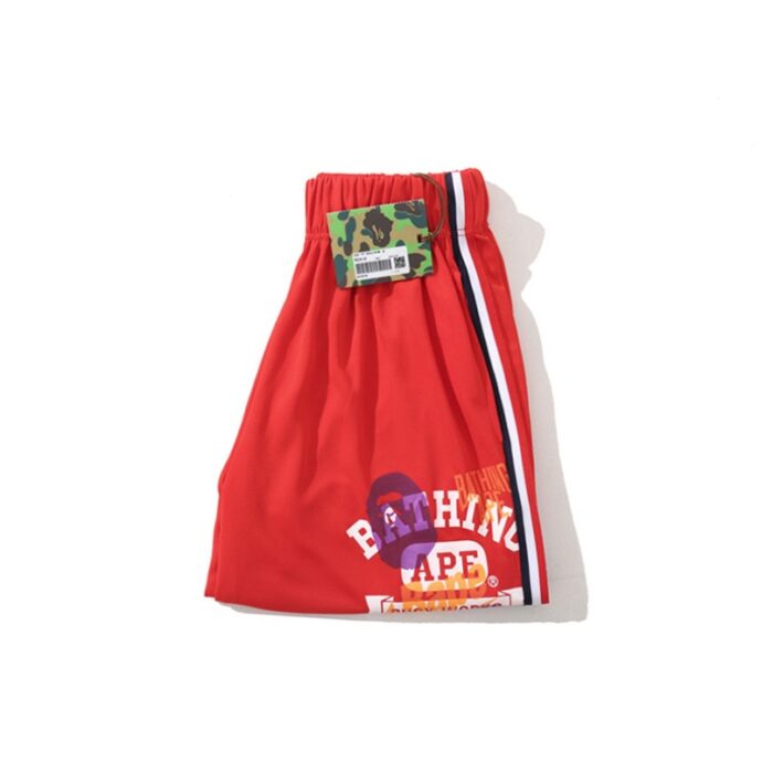 Shorts BAPE Busy Works Striped Trim Red BP029 - Image 5