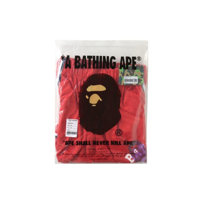 Shorts BAPE Busy Works Striped Trim Red BP029 - Image 4