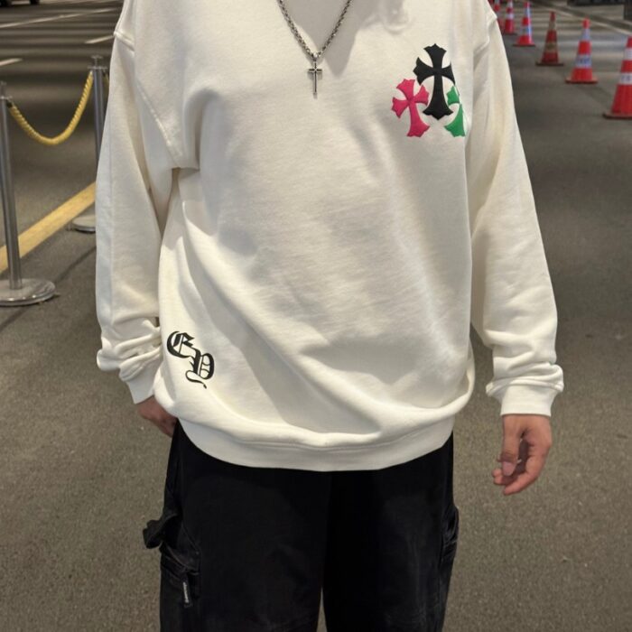 Sweatshirt Chrome Hearts Multicolor Crosses White CH007 - Image 10