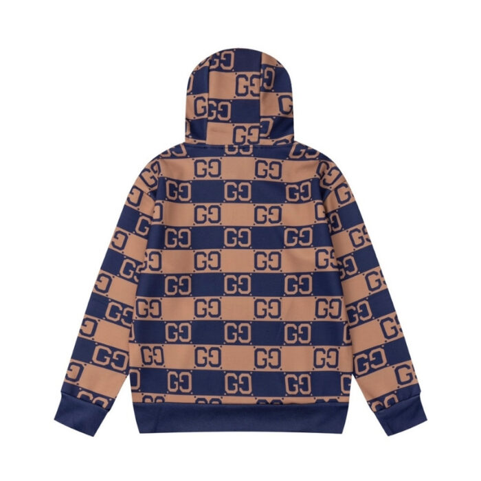 Hoodie Gucci Monogram Brown Blue GC080 - Image 2