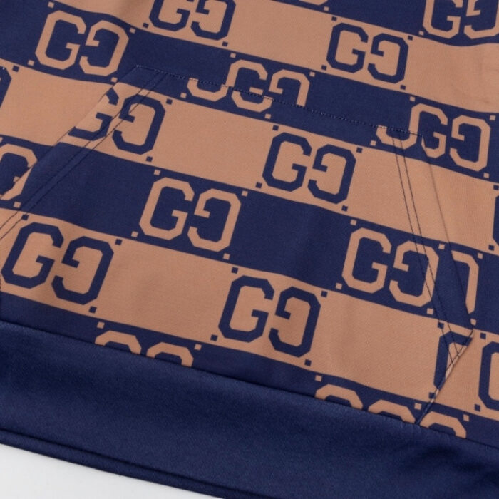 Hoodie Gucci Monogram Brown Blue GC080 - Image 6