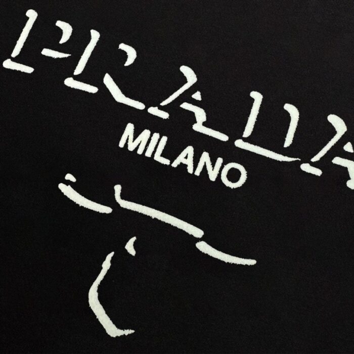 T-shirt Prada Milano Crest Logo Black PD013 - Image 4