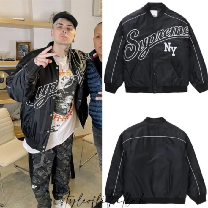 Jacket Supreme NY Varsity Bomber Black SP065 - Image 17
