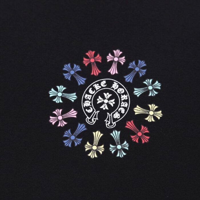 T-shirt Chrome Hearts Multicolor Cross Wreath Black CH028 - Image 4