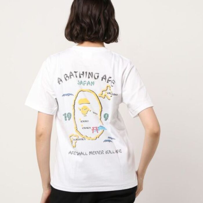 T-shirt BAPE Japan Map Embroidery White BP011 - Image 5