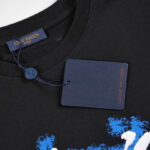 T-shirt Louis Vuitton Blue Graffiti Black Logo LV019 - Image 8