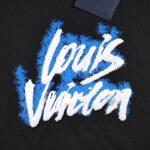 T-shirt Louis Vuitton Blue Graffiti Black Logo LV019 - Image 4