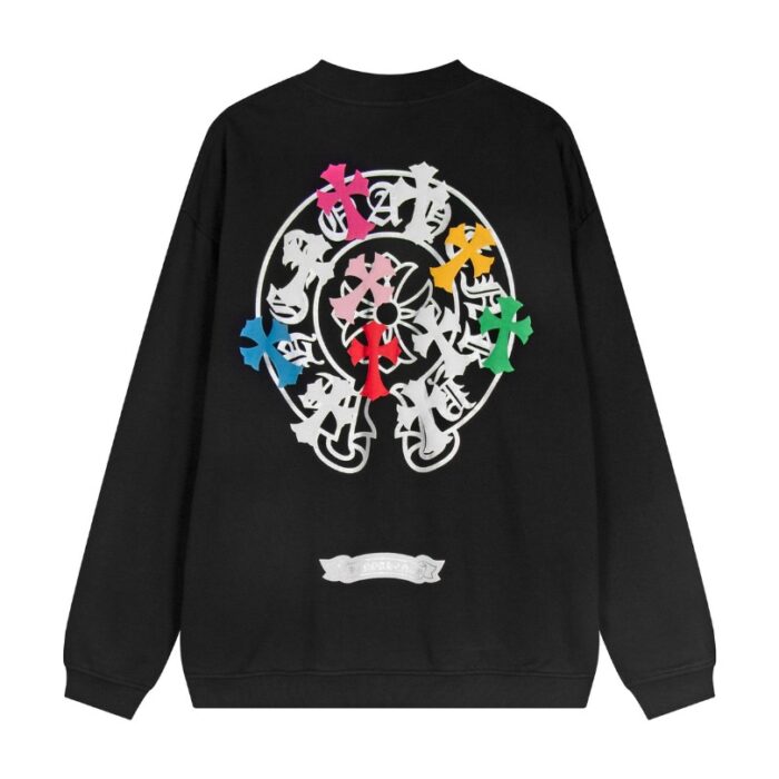 Sweatshirt Chrome Hearts Multicolor Crosses Black CH008 - Image 2