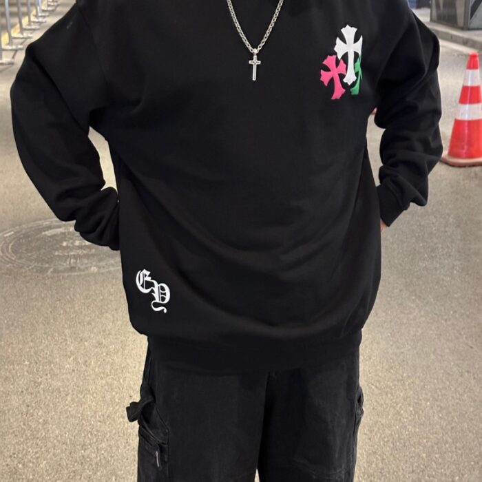 Sweatshirt Chrome Hearts Multicolor Crosses Black CH008 - Image 11