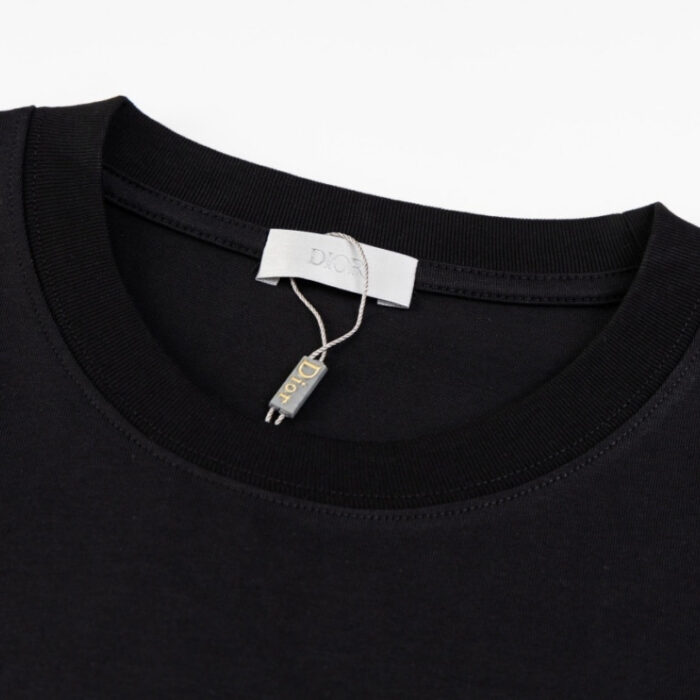 T-shirt Dior Black Distressed Logo Couture DO065 - Image 8