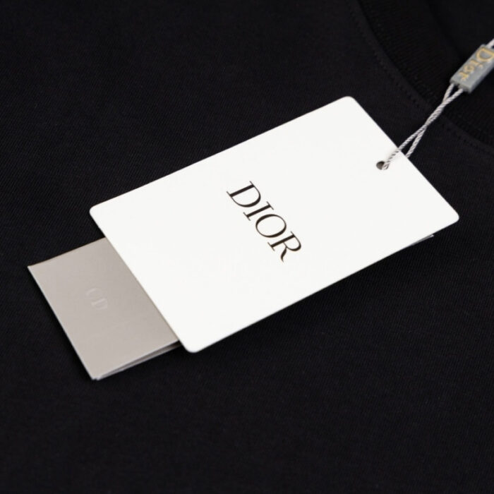T-shirt Dior Black Distressed Logo Couture DO065 - Image 9