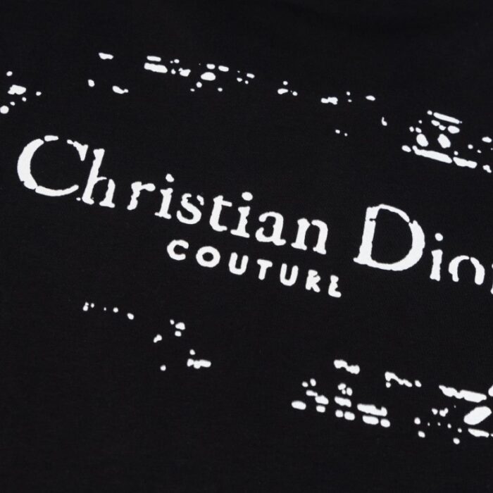 T-shirt Dior Black Distressed Logo Couture DO065 - Image 5