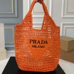 Prada Raffia Tote Bag PD078 - Image 4