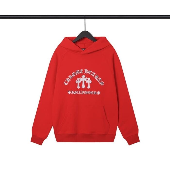 Hoodie Chrome Hearts 3 Cross Red CH133 - Image 3