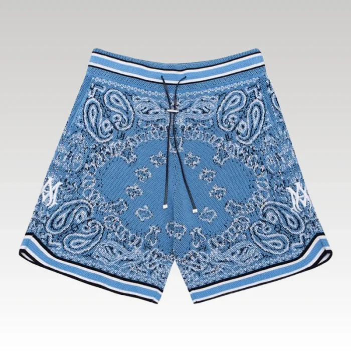 Amiri Bandana Crochet Basketball Shorts Blue - Drip Slum