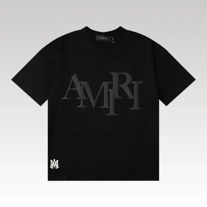 Amiri Staggered Logo Black T-Shirt - Drip Slum