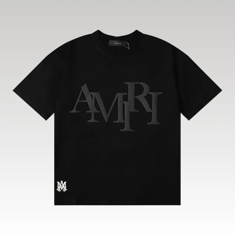 Amiri Staggered Logo Black T-Shirt - Drip Slum