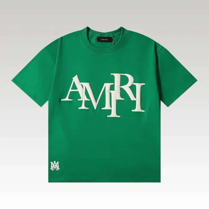 Amiri Staggered Logo Green T-Shirt - Drip Slum